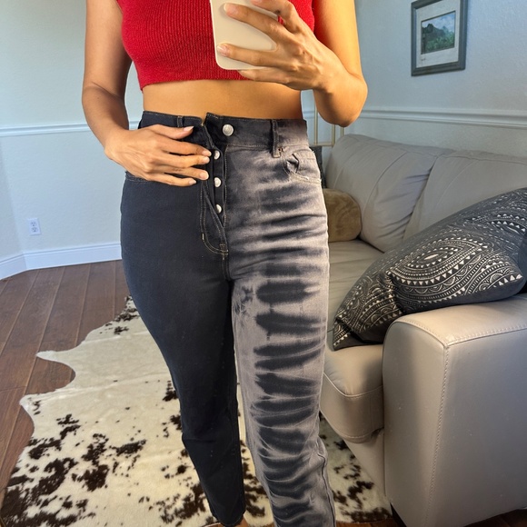 PACSUN - FUN Jeans! Button fly, half tie dye half dark wash. 27 fits TTS - Picture 5 of 6